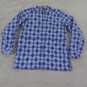 Duluth Trading Jacket Womens Small Blue White Tie‎ Dye Geometric Rain Grabreaker